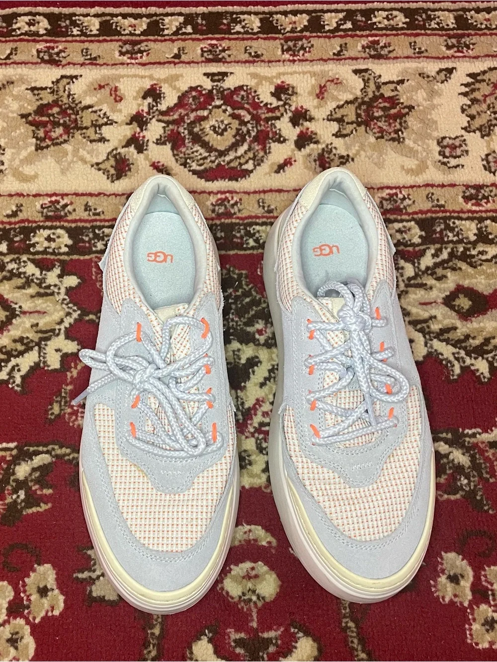 Women's UGG Sneakers in Light Blue and Peach